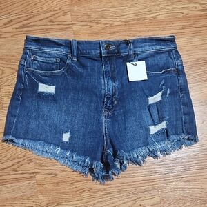 Sneak Peek Dark Blue Distressed Jean Shorts